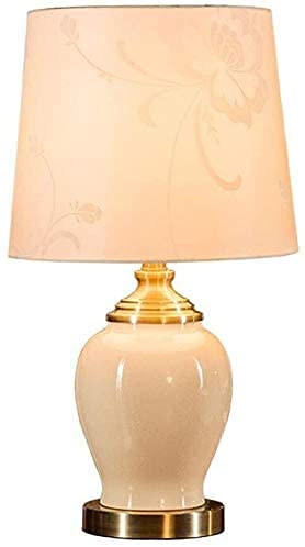 Modern Dimmable Ceramic Table Lamp - Simple & Stylish Bedside Lamp for Bedroom, Living Room, Office - Touch Button Switch - Perfect for Reading, Working & Nightstand Lighting (American/European Design)