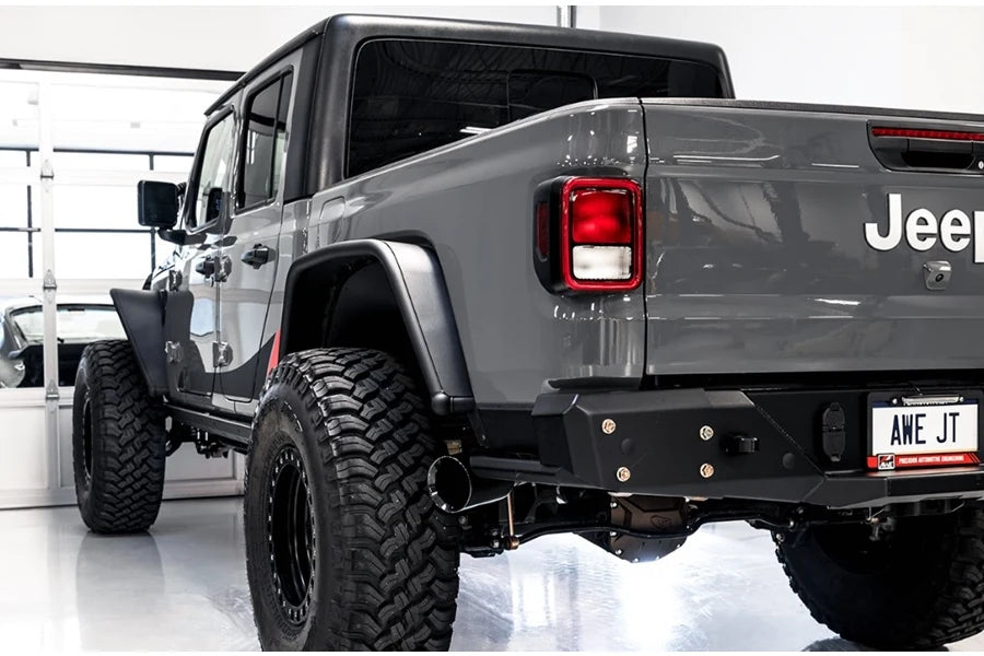 AWE Tread Edition Cat Back Dual Exhaust System with Diamond Black Tips for Jeep Gladiator JT 3.6L - Enhanced Performance & Aggressive Sound for Off-Road Adventures