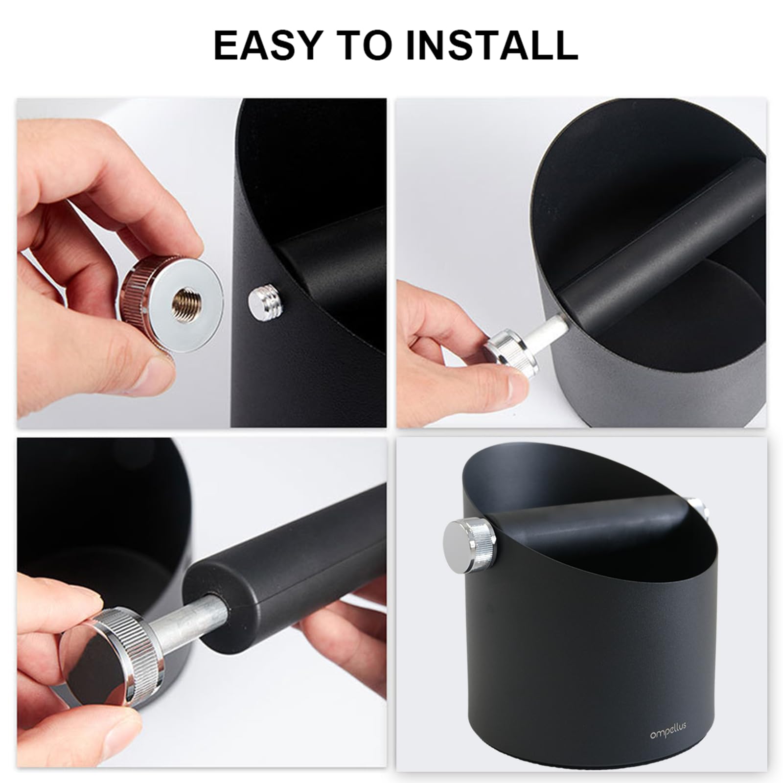Premium Espresso Knock Box - Large Capacity, Non-Slip Base Barista Tool for Coffee Grounds - Essential Espresso Machine Accessory (White) - Perfect for Home Baristas & Coffee Shops
