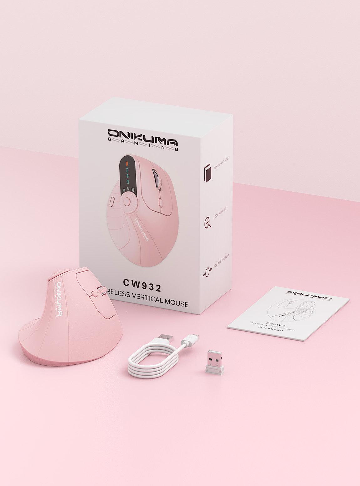 ONIKUMA CW932 Wireless Vertical Ergonomic Mouse - Rechargeable 2.4GHz Optical Gaming Mouse with 2400 DPI for PC, Laptop, Office & Home Use - Comfortable for Long Hours of Work & Gaming