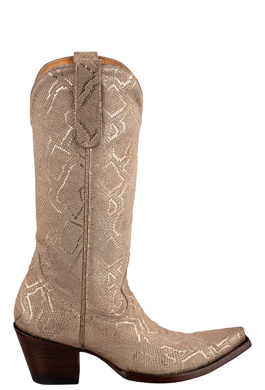 Old Gringo Women's Goat Cersei Snakeskin Cowgirl Boots - Gold Beige Western Boots for Women | Comfortable & Stylish Rodeo, Country Dance & Everyday Wear
