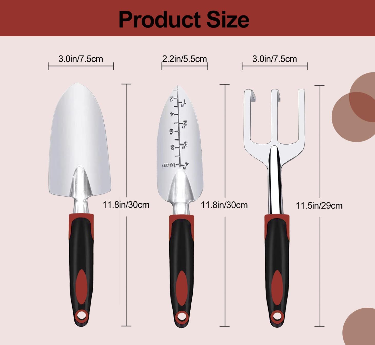 **3-Piece Heavy Duty Garden Tool Set - Stainless Steel Garden Trowel, Transplant Trowel & Hand Rake with Non-Slip Ergonomic Handle - Perfect for Planting, Weeding & Landscaping - Ideal Gardening Gifts for Women & Men**