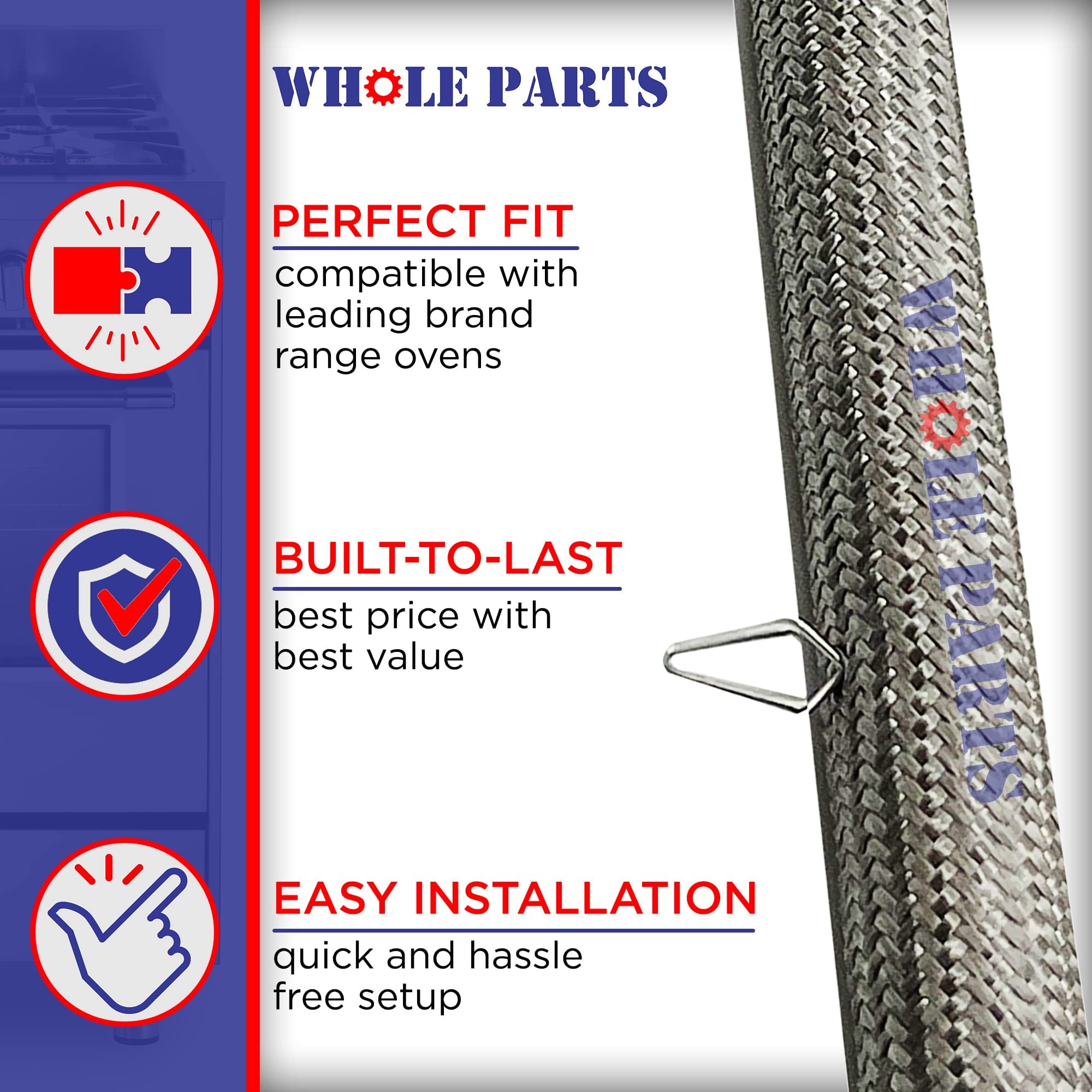 Viking Range & Oven Door Seal Replacement with 34 Mounting Clips - Part# 000042-000 - Compatible with Select Viking Models - Perfect for Kitchen Appliance Repair & Maintenance