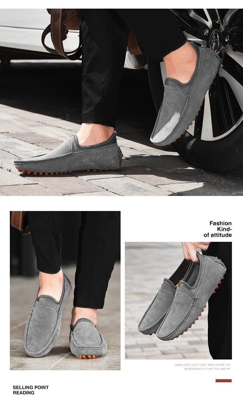 Santimon Men's Penny Loafers - Genuine Suede Slip-On Driving Moccasins - Casual Dress Boat Shoes for Work, Travel & Everyday Comfort