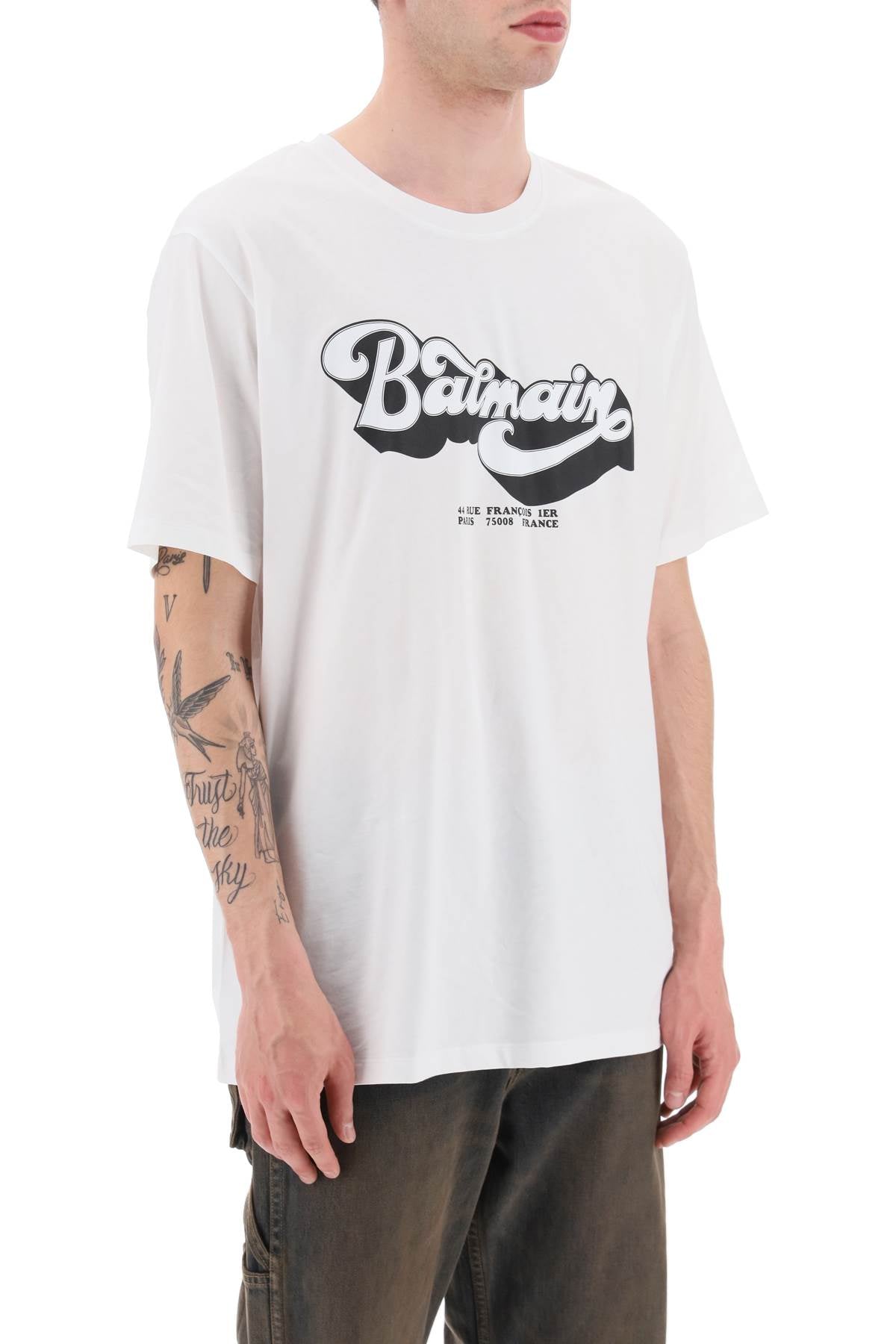 Balmain Retro 70's Print T-Shirt for Men & Women - Vintage Style Cotton Tee for Casual Wear & Street Fashion