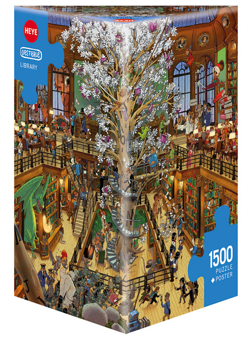 Heye 1500 Piece Triangle Jigsaw Puzzle - Library Collection - Challenging Adult Puzzle for Relaxation & Home Decor