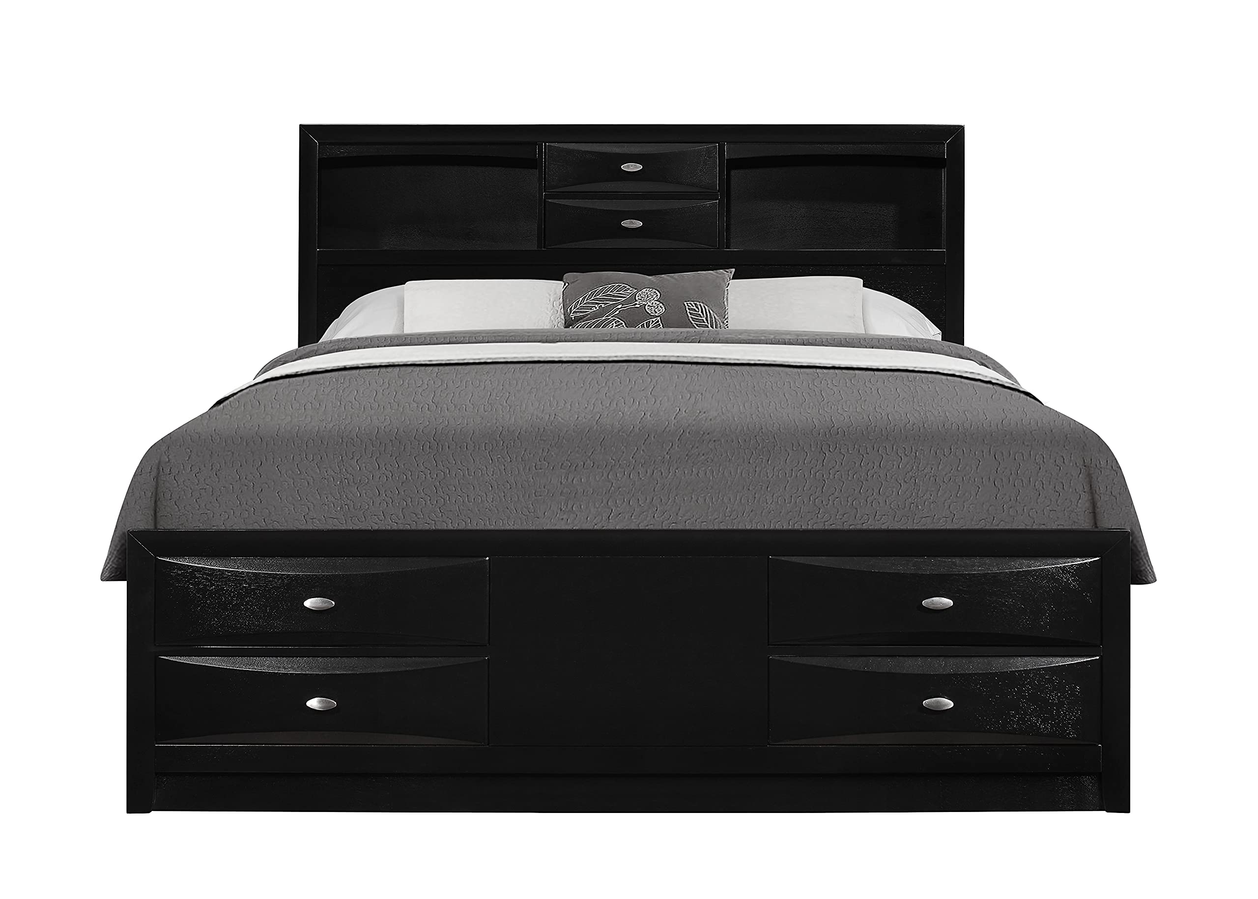 Global Furniture USA Black Linda Full Bed Frame - Modern & Sturdy Queen Size Bed for Bedroom, Guest Room, or Dormitory