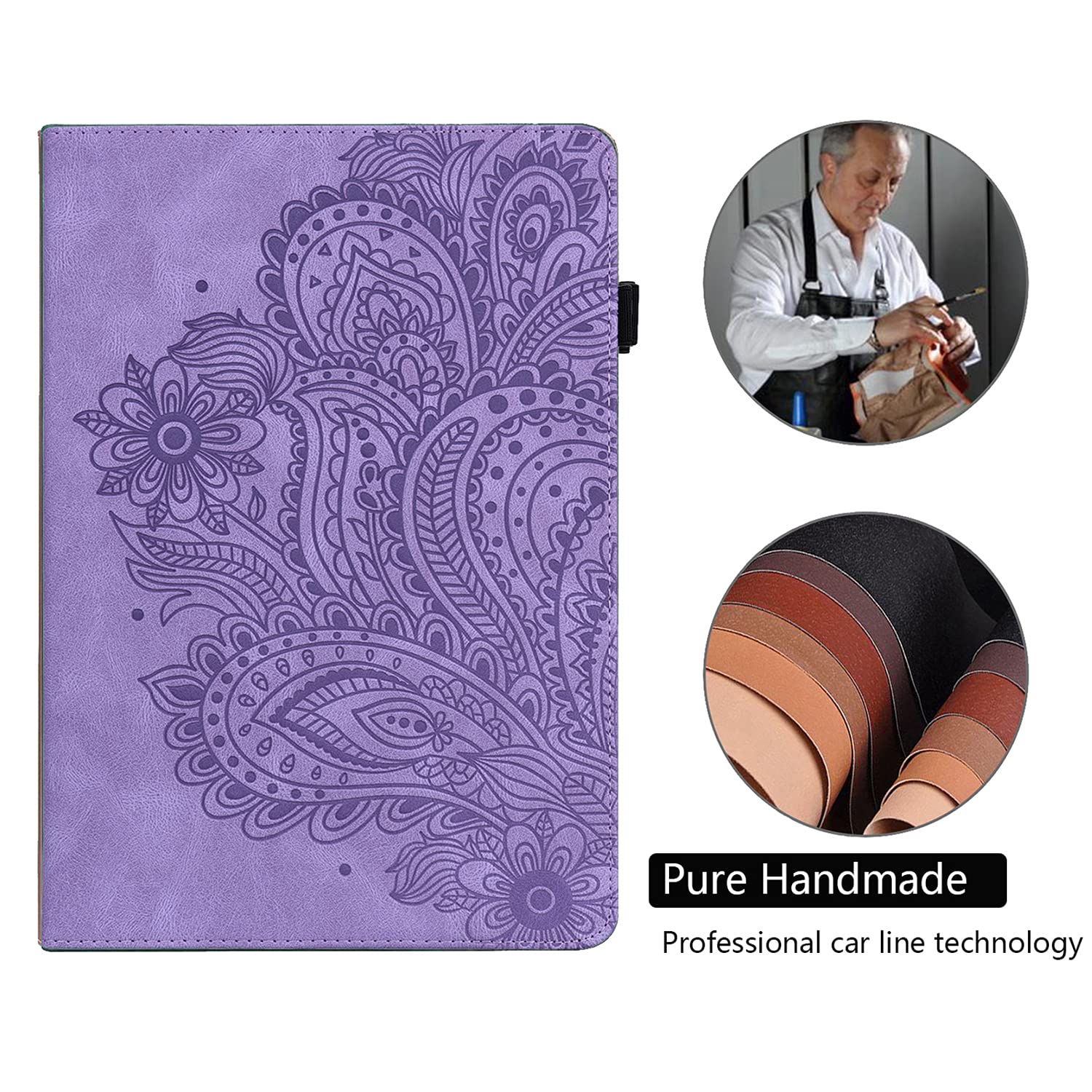 Premium PU Leather Kindle Fire HD 8 Case (8th/7th/6th Gen 2016-2018) - Shockproof Stand Cover with Pencil Holder, Card Pockets & Magnetic Closure | Embossed Peacock Flower Design | Perfect for Work, Travel & Reading