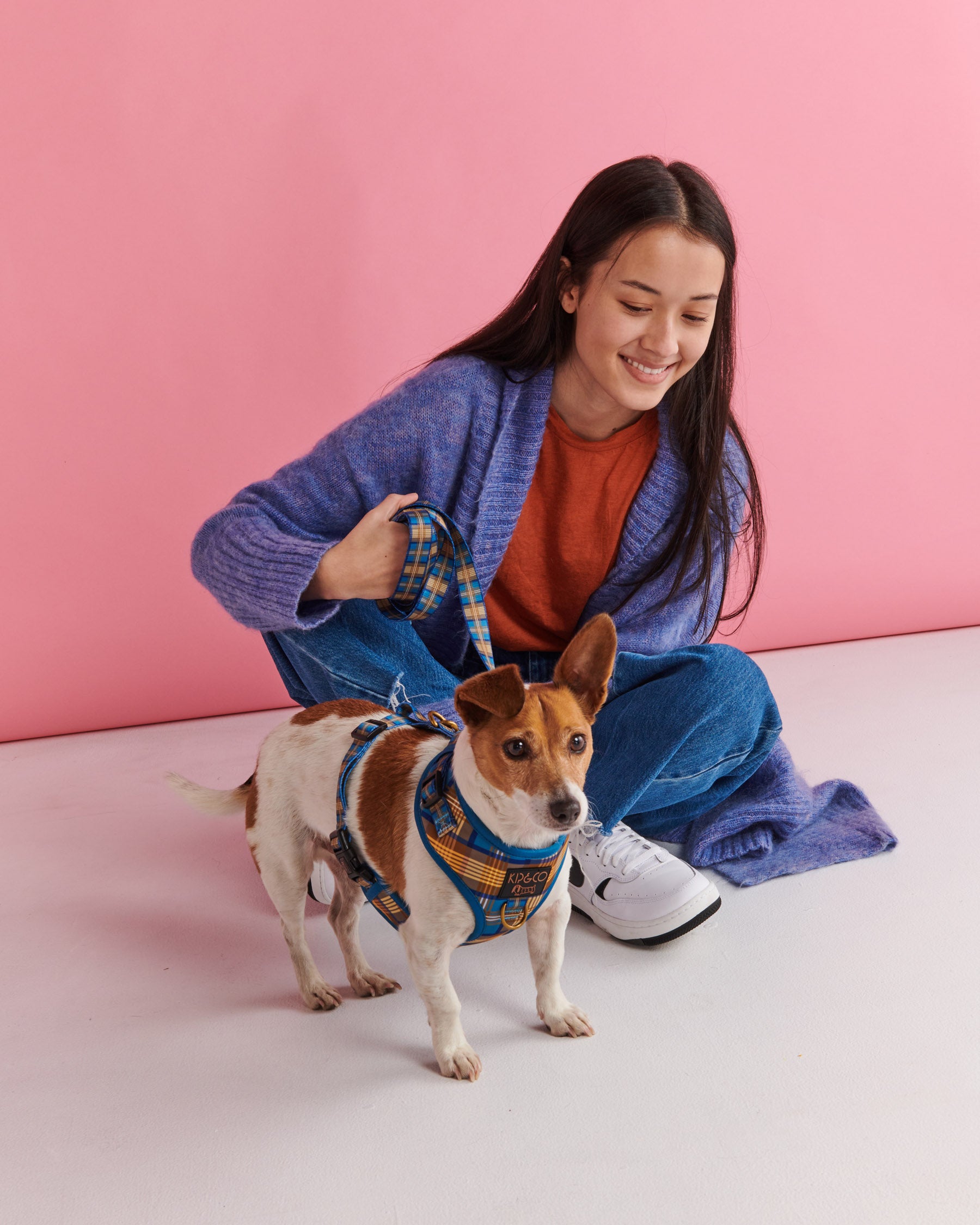 Cozy Tartan Dog Harness - Adjustable Soft Plaid Pet Vest for Small & Medium Dogs - Perfect for Walking, Hiking & Outdoor Adventures