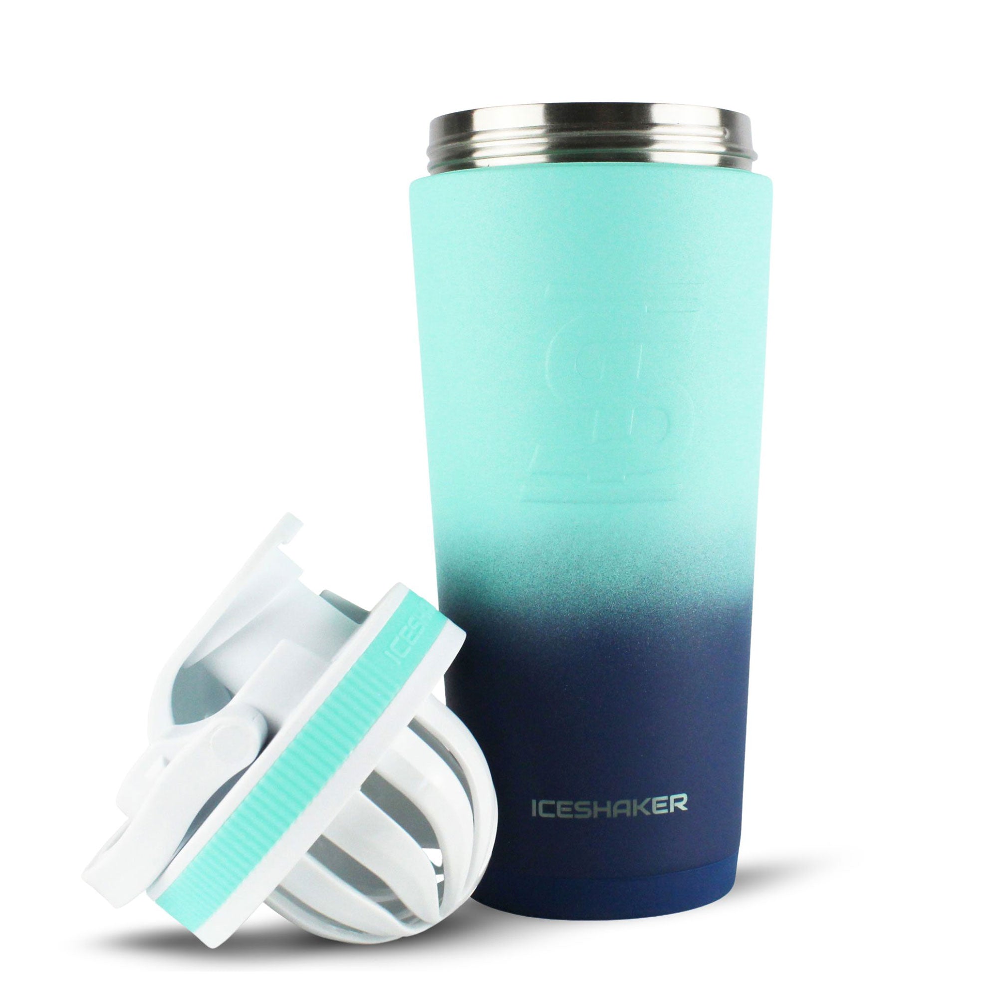 26oz Insulated Stainless Steel Ice Shaker Bottle - Navy Mint Ombre Gradient Design for Gym, Workout & Protein Drinks | Leakproof & Sweatproof | Perfect for Fitness, Bodybuilding & Outdoor Activities