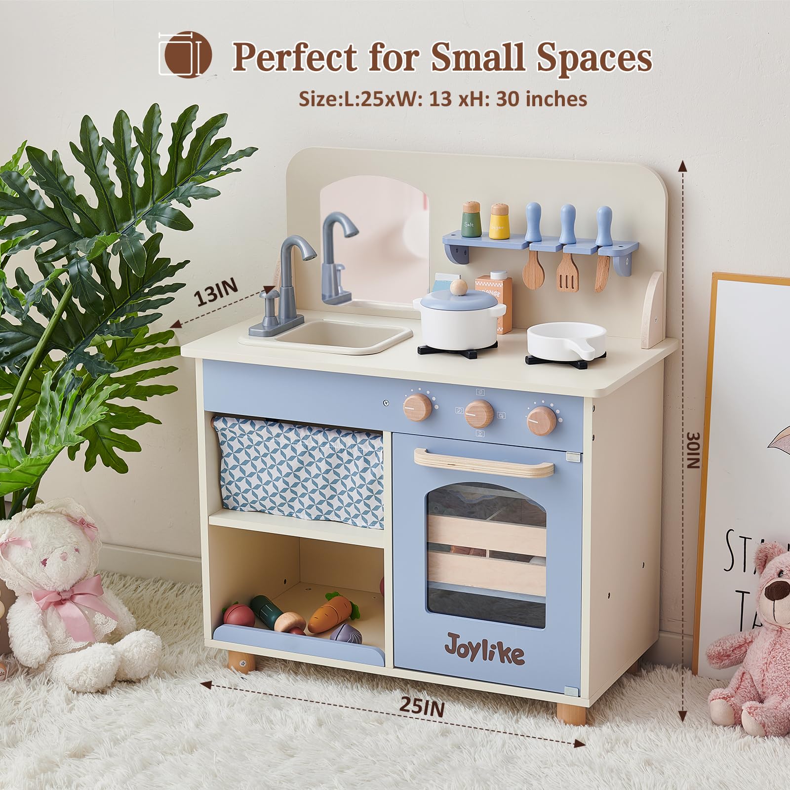**Wooden Play Kitchen Set for Kids - 32Pcs Pretend Play Food & Accessories, Stove & Sink - Educational Toy for Toddlers Ages 3+ - Perfect for Role Play, Birthday Gifts & Preschool Learning**