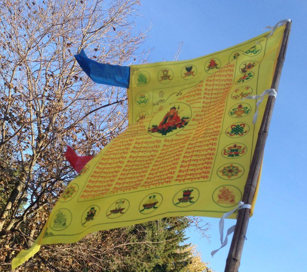 Guru Rinpoche Yellow Prayer Flags - Authentic Tibetan Buddhist Blessing Banners for Home, Meditation & Spiritual Protection
