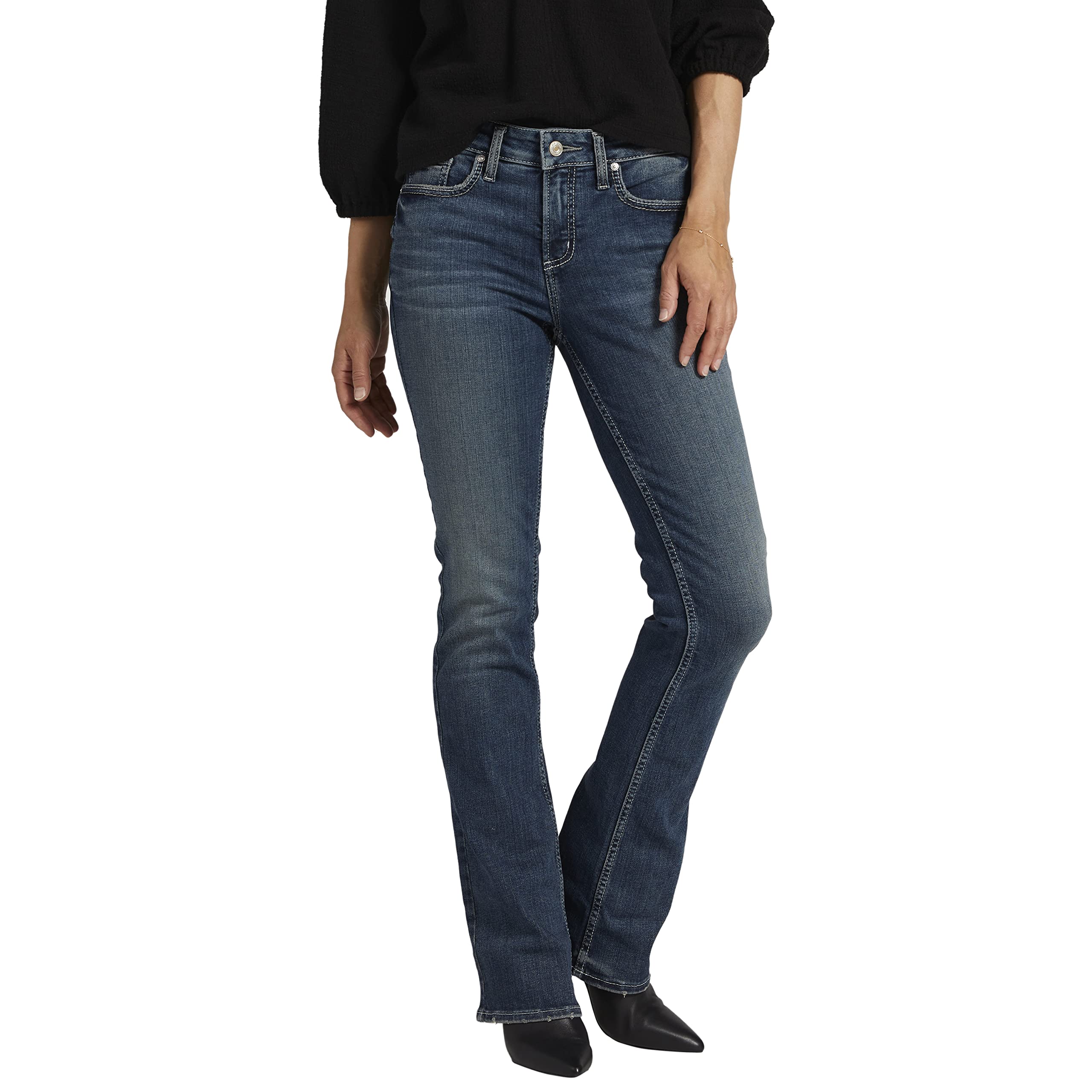 Silver Jeans Co. Women's Suki Mid Rise Bootcut Jeans - Classic Denim Pants for Casual & Work Wear | Perfect for Everyday Outfits & Office Style