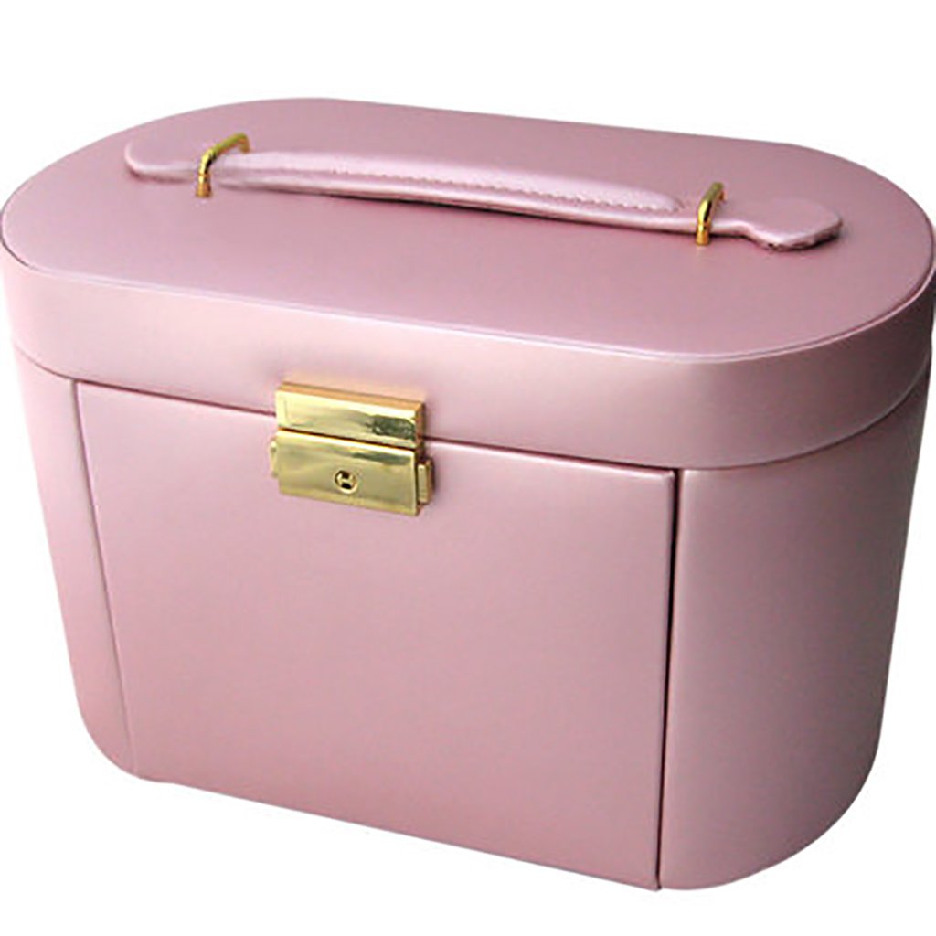 Multi-Function Jewelry Display Stand - PU Leather & Flannel Storage Box with Drawer, Grid Lock (Pink) | Perfect for Jewelry Organizers, Boutique Displays & Gift Packaging
