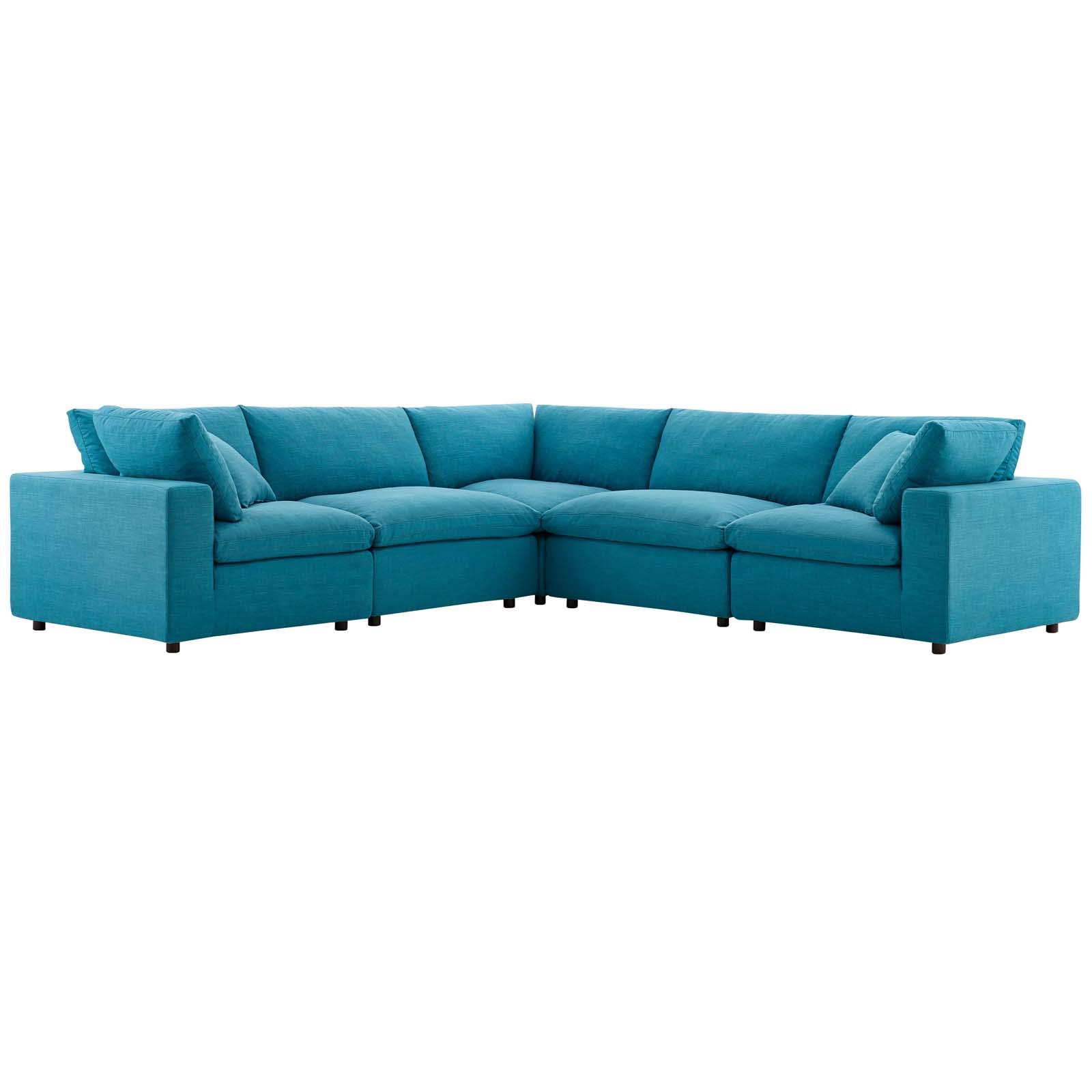 Modern Contemporary Urban Design Fabric Sectional Sofa Set in Aqua Blue - Perfect for Living Room, Lounge, Club & Lobby Decor - Comfortable Seating for Relaxation & Social Gatherings