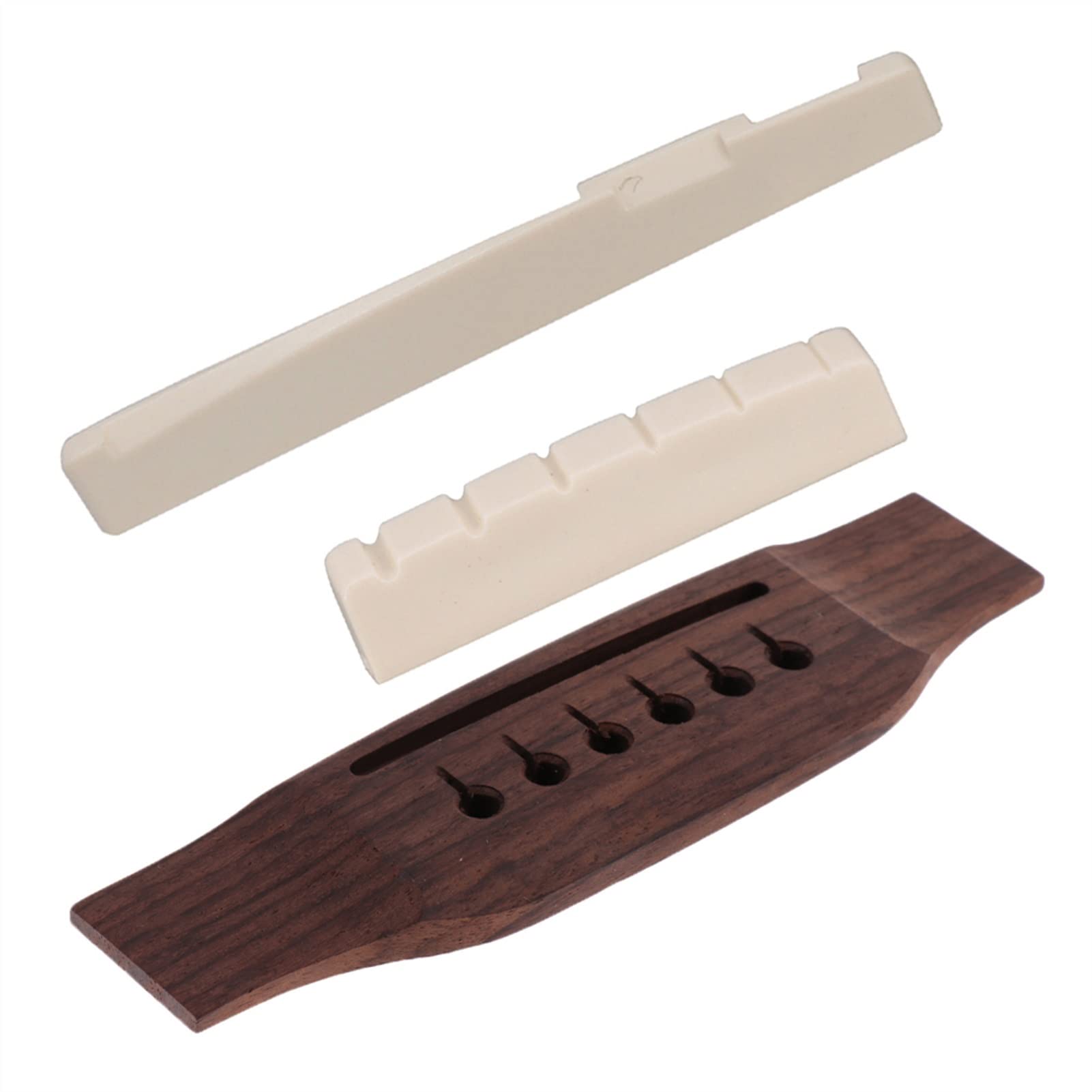 Left Hand Acoustic Guitar Bridge & Slotted Saddle Nut Replacement - Premium Backhand Guitar Parts for Enhanced Sound & Playability | Perfect for Guitar Repair, Upgrades & DIY Projects