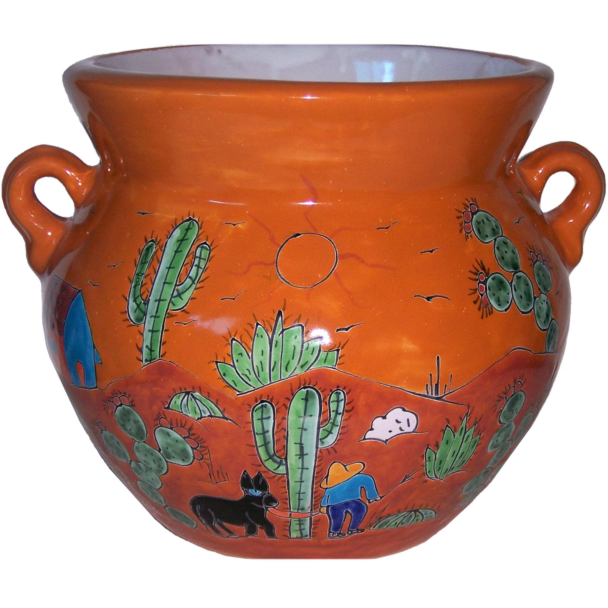 Vibrant Mexican Talavera Ceramic Flower Pot - Medium Size for Indoor & Outdoor Plants - Perfect for Succulents, Herbs, and Garden Decor