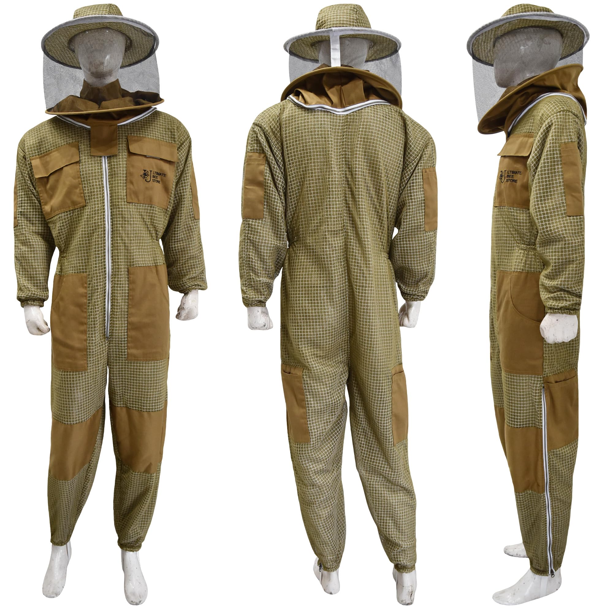 Premium 3-Layer Ventilated Beekeeping Suit for Men & Women - Beekeeper Protective Gear with Gloves | Ideal for Honey Harvesting & Hive Inspection