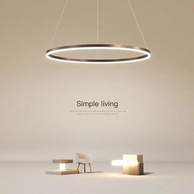 Modern Ring Pendant Light Fixture - Black/Gold/Brown Finish - Industrial Chic Ceiling Lighting for Kitchen Island, Dining Room & Living Room Decor