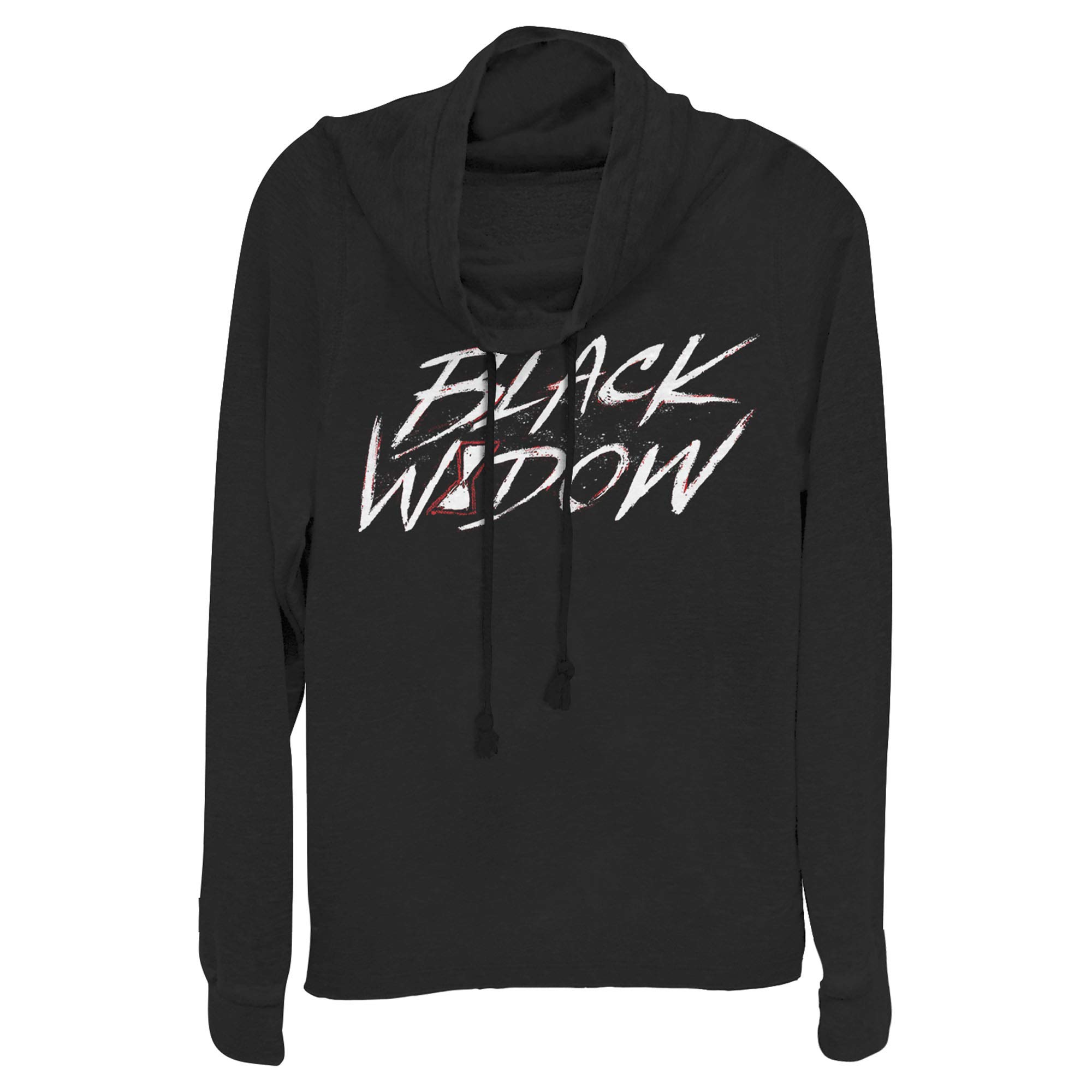 Marvel Black Widow Chalk Logo Cowl Neck Sweatshirt for Women | Junior's Graphic Pullover | Casual Superhero Fashion | Perfect for Cosplay, Movie Nights & Everyday Wear