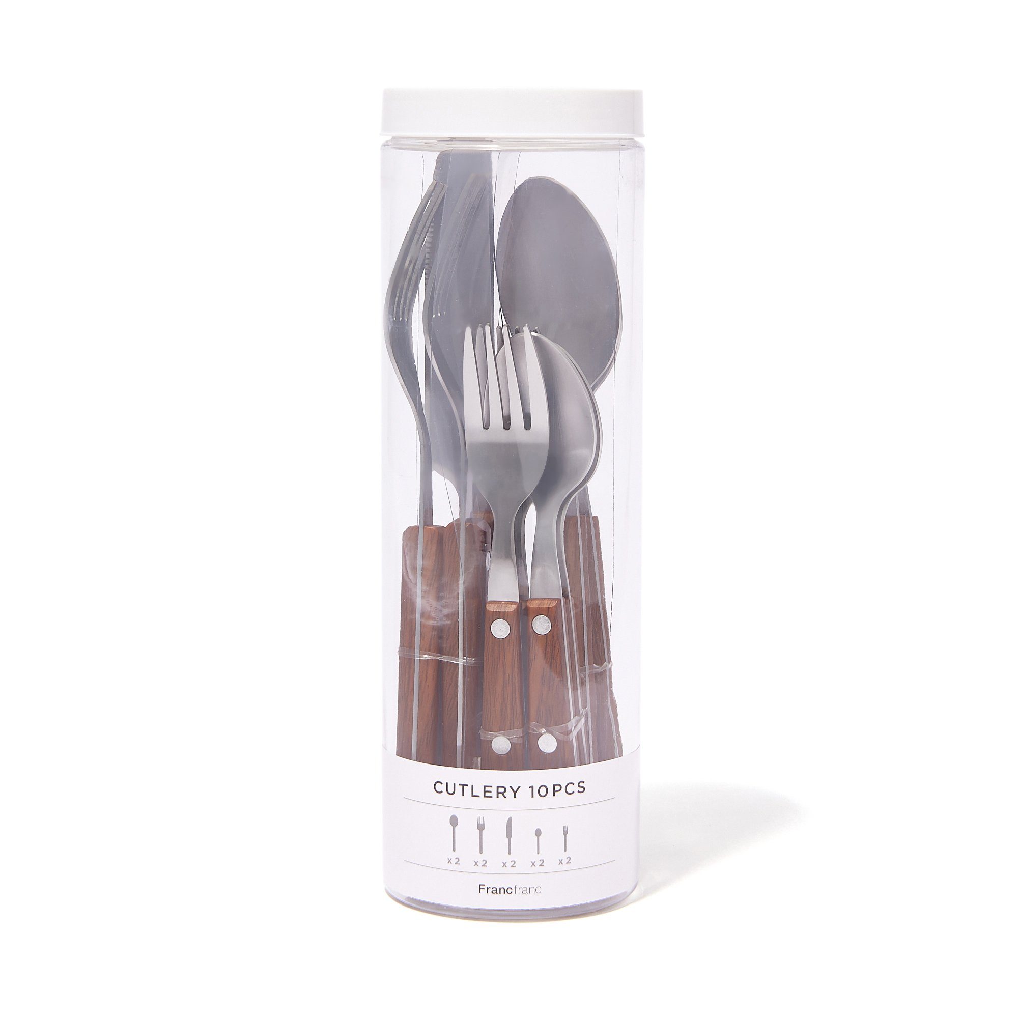 10-Piece Wooden Pattern Brown Cutlery Set - Elegant Flatware for Dining, Kitchen & Party Use