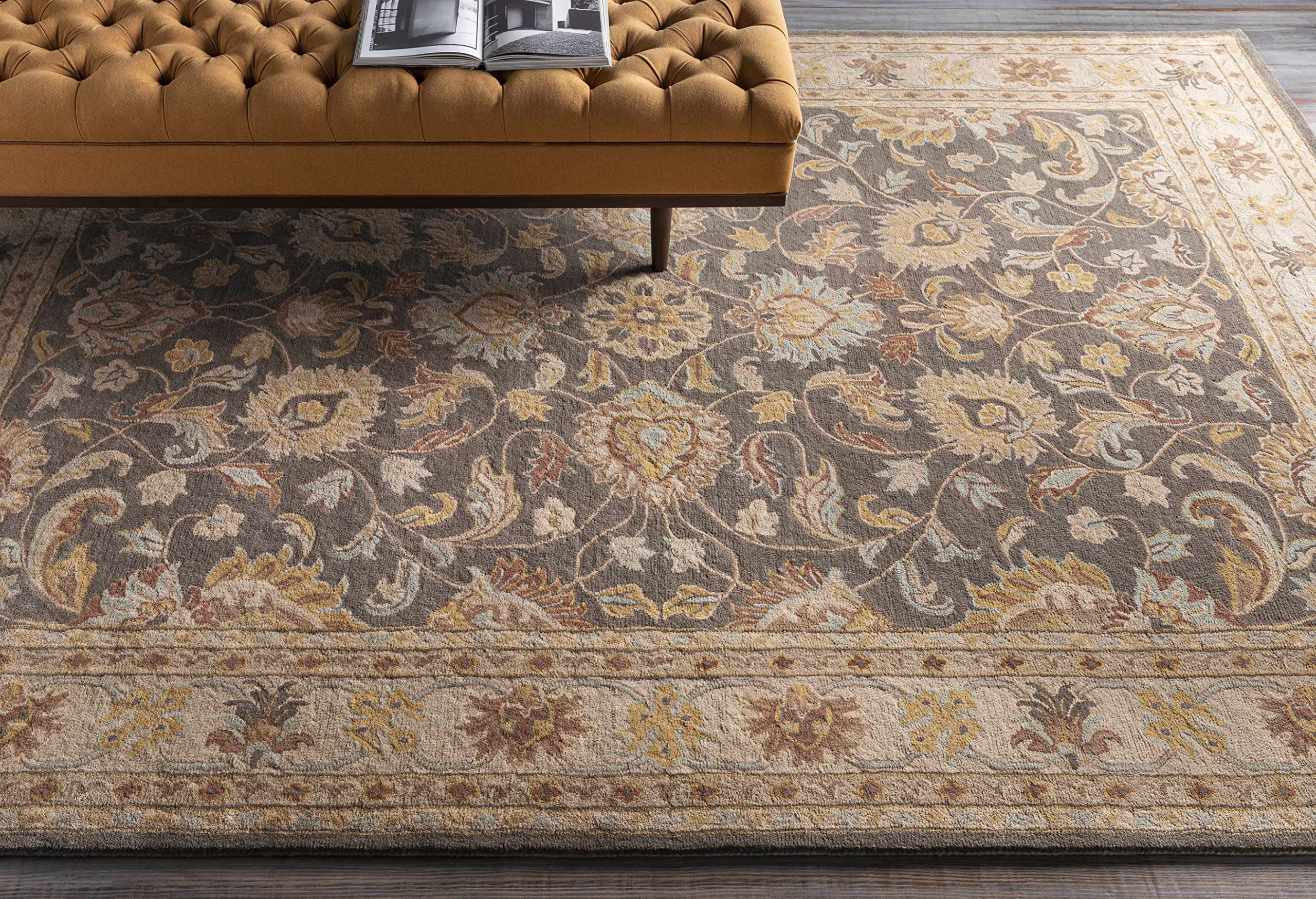Tranquility Wool Area Rug for Living Room & Bedroom - Traditional Gray, Brown, Beige - 2' x 3' - Soft & Durable - Perfect for Cozy Home Decor & Relaxation