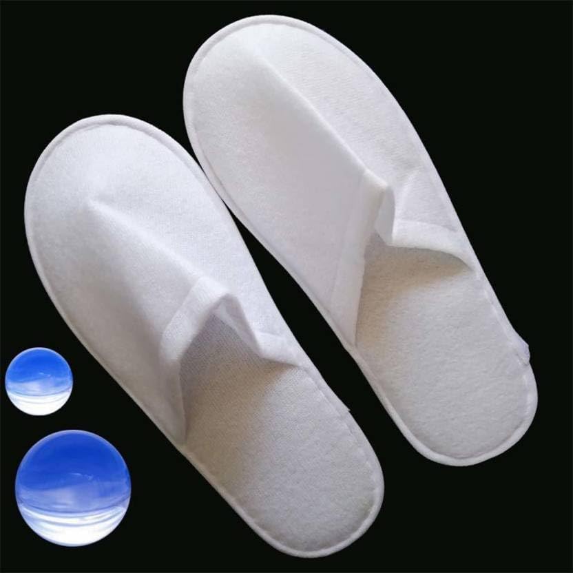 Diktmark Women's White Disposable Slippers - UK Size 11, Medium Width, Closed Toe Flat Heel Casual House Shoes for Spa, Hotel, Travel & Home Use