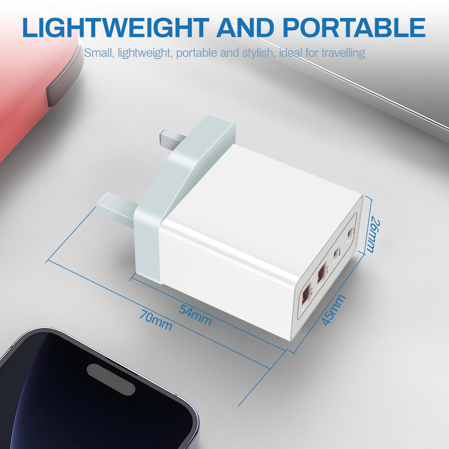 40W 4-Port Fast USB C Charger with PD & QC - Dual USB C & Dual USB A Wall Charger Adapter for iPhone 15/14/Pro/Max, Samsung Galaxy, iPad, AirPods - Perfect for Travel, Home & Office Charging