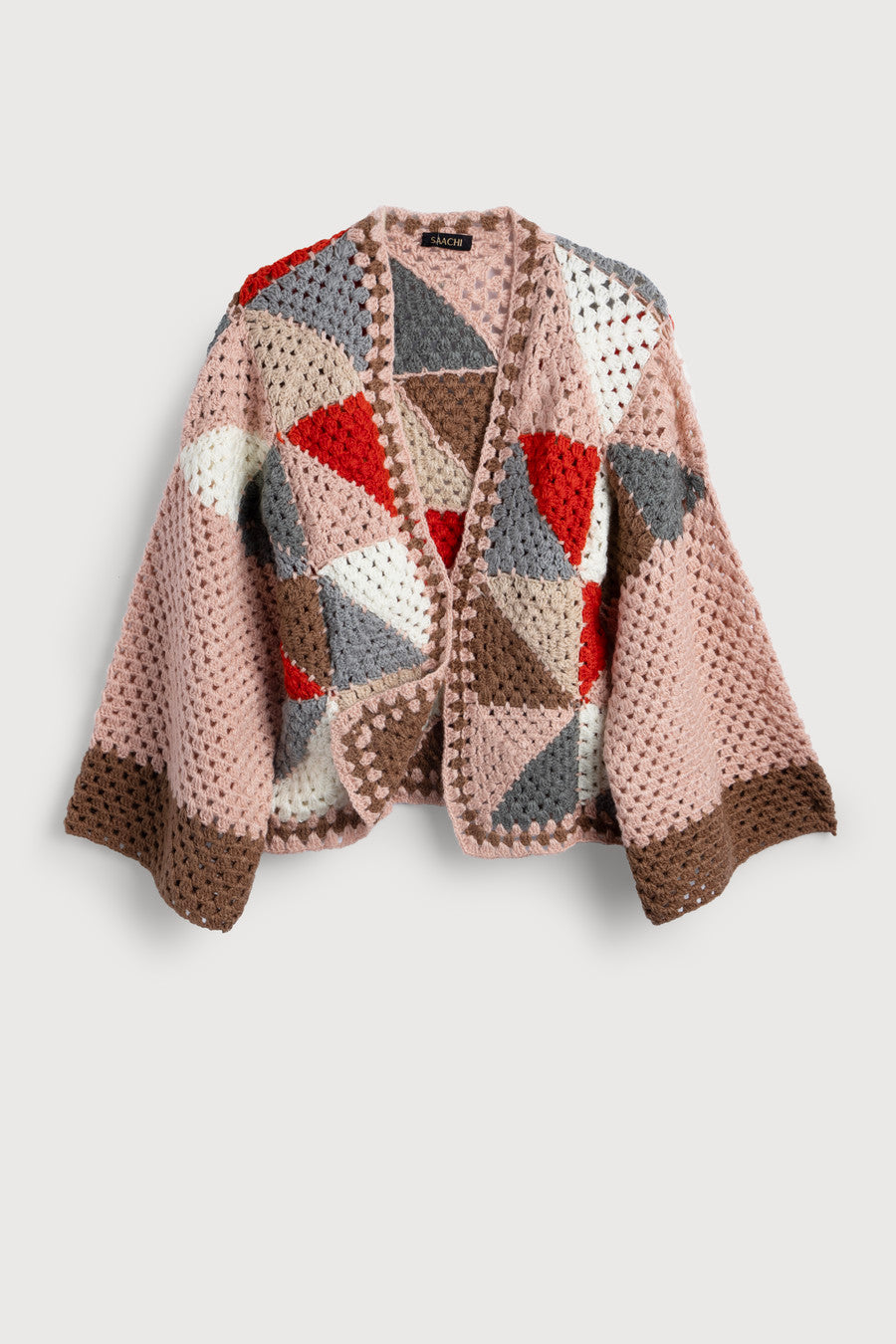 Handmade Crochet Geometric Short Jacket for Women - Boho Chic Outerwear for Spring & Summer - Perfect for Beach Cover-ups, Music Festivals, and Casual Outings