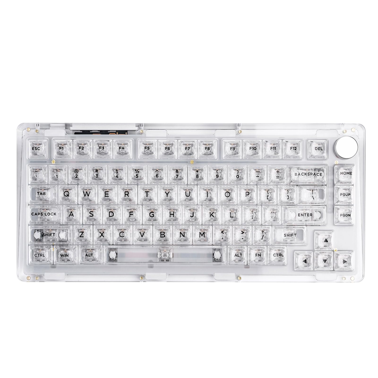 KiiBoom Phantom 81 V2 75% Hot Swappable Crystal Gasket-Mounted Mechanical Keyboard - RGB Backlit, NKRO, 4000mAh Battery for Win/Mac - Perfect for Gaming, Typing & Office Work (Clear)
