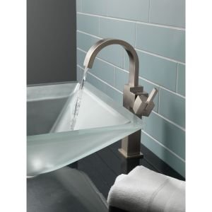 Delta Vero Single Hole Vessel Sink Faucet - Chrome 753LF, Modern Single Handle Bathroom Faucet for Vanity, Powder Room & Guest Bath Sink Installation