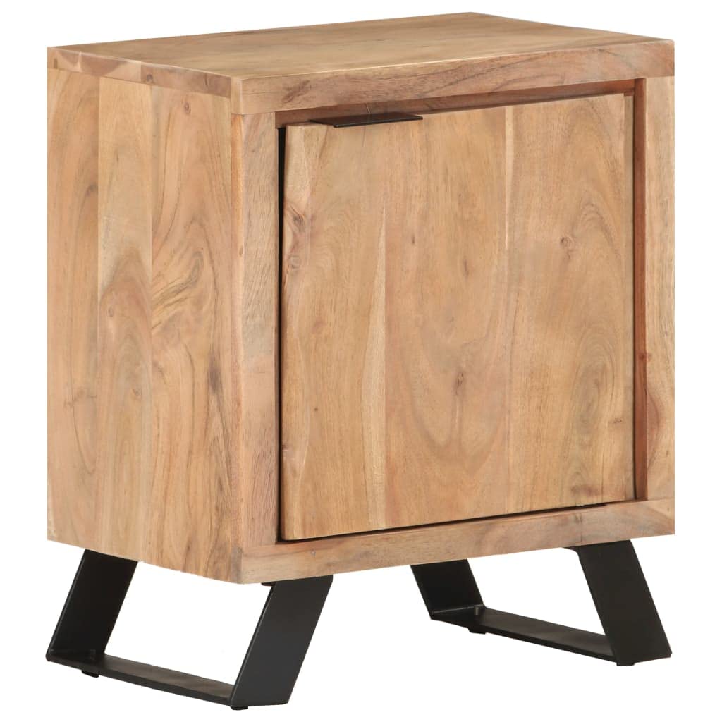 Modern Acacia Wood Nightstand with Live Edges - 15.7