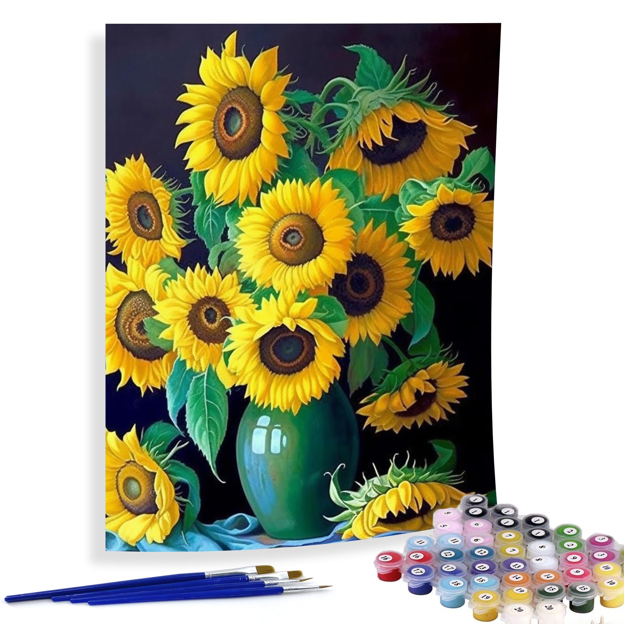 DIY Sunflower Paint by Numbers Kit for Kids & Adults - Beginner-Friendly Oil & Acrylic Painting Set with Chrysanthemum Design - 16x20 Inch Canvas for Home Wall Decor | Perfect for Relaxation, Family Bonding & Creative Gift Ideas