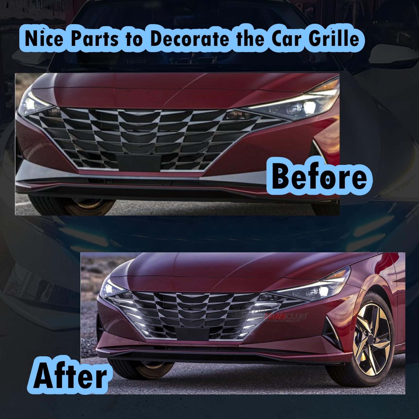MotorFansClub 3 Colors LED Daytime Running Lights for Hyundai Elantra 2021-2023 - DRL & Turn Signal Compatible with 1.5L Engine - Enhance Visibility & Style for Day & Night Driving