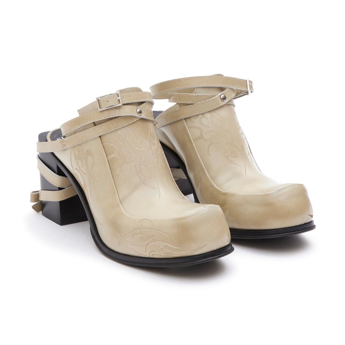 Simona Vanth Tango Stacked Etched Heels in Brushed Taupe - Elegant High Heels for Women, Perfect for Weddings, Parties & Evening Events