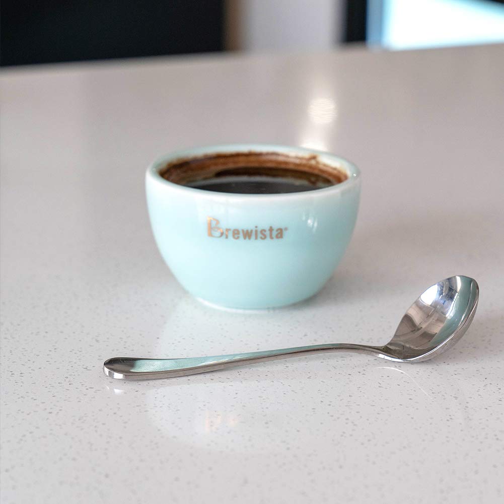 Professional Coffee Cupping Spoon Set of 2 - Round Stainless Steel Coffee Tasting Spoon for Roasters & Baristas - Perfect for Coffee Cupping, Brewing & Tasting Sessions - Silver