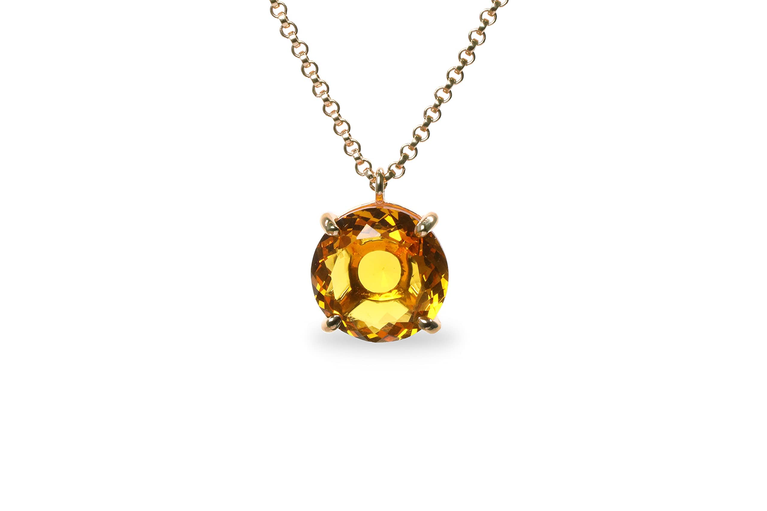 14k Gold Citrine Necklace - Handmade Gemstone Jewelry for Women - Birthday & Wedding Gift