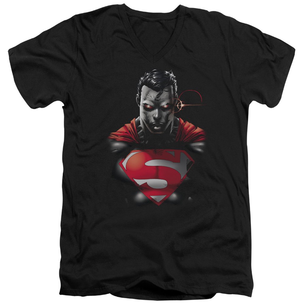 Superman Heat Vision Charged Unisex V-Neck T-Shirt for Men & Women | Comic Book Superhero Graphic Tee | Casual Wear & Cosplay Costume