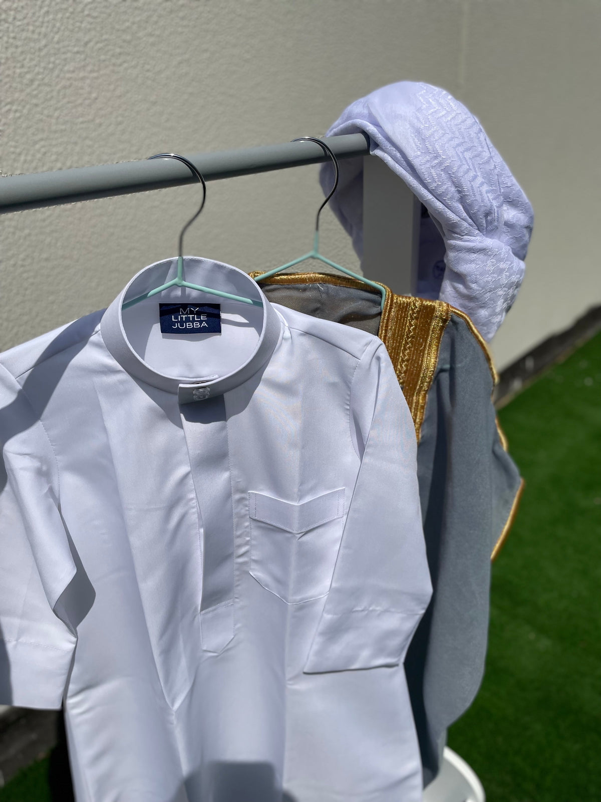 Premium Baby Boy Thobe Gift Set - Grey Bisht for 0-12 Months | 4-Piece Islamic Outfit for Newborns & Infants | Perfect for Eid, Aqiqah & Special Occasions