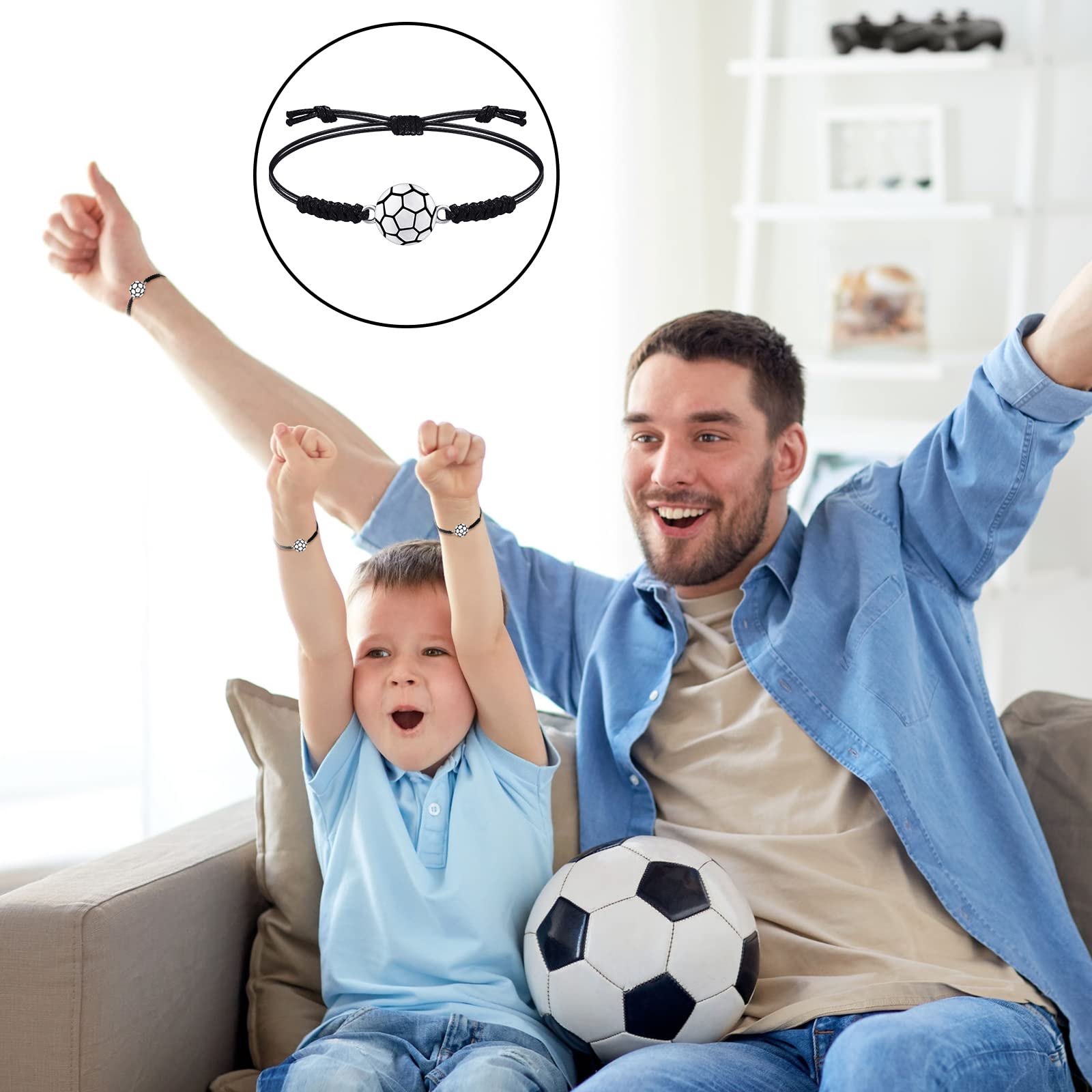 Jadive 20 Pack Soccer Charm Bracelets Bulk - Adjustable Braided Rope Bracelet for Women, Men, Players & Coaches - Perfect Soccer Team Gifts, Coach Appreciation Present & Player Souvenirs - Great for Games, Training & Fan Support