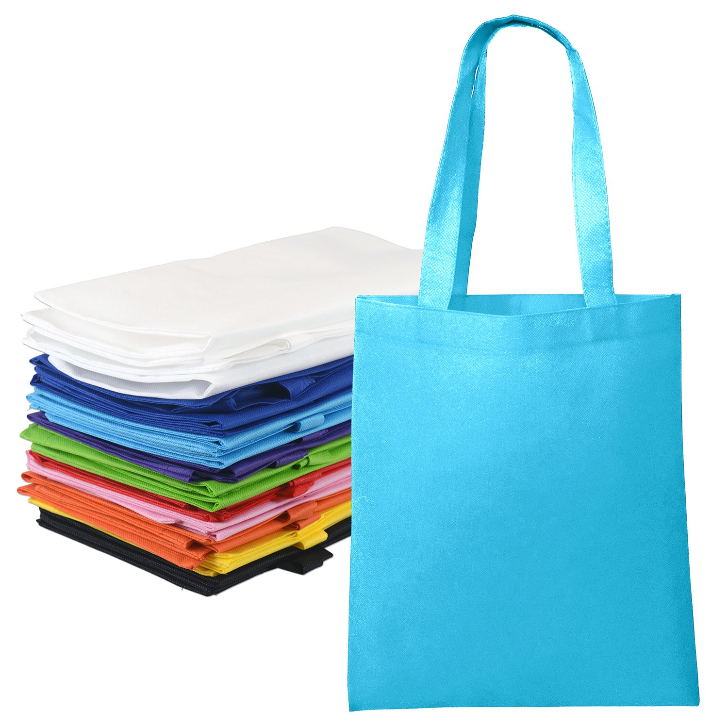 25-Piece Bulk Colorful Non-Woven Polyester Tote Bags - Assorted Colors for Parties, Events, Shopping & Promotional Giveaways