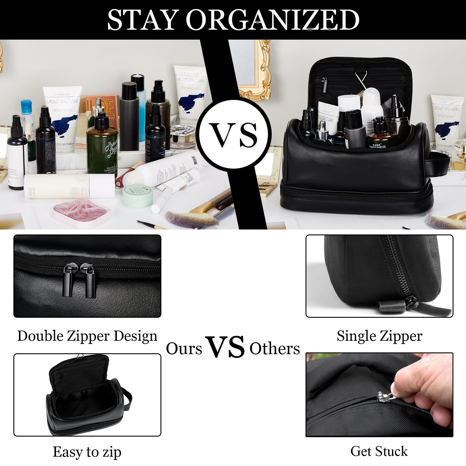 Personalized Travel Toiletry Bag for Men - Large Waterproof Shaving Kit Organizer with PU Leather, Multi-Functional Dopp Kit for Grooming Essentials - Perfect Gift for Groomsmen, Anniversary & Birthday - Ideal for Travel, Business Trips, Camping and Gym Use