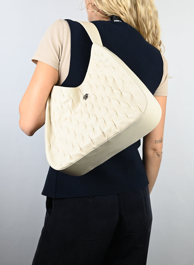 Versace Embossed Leather White Handbag for Women - Luxury Designer Purse for Parties, Work & Everyday Use