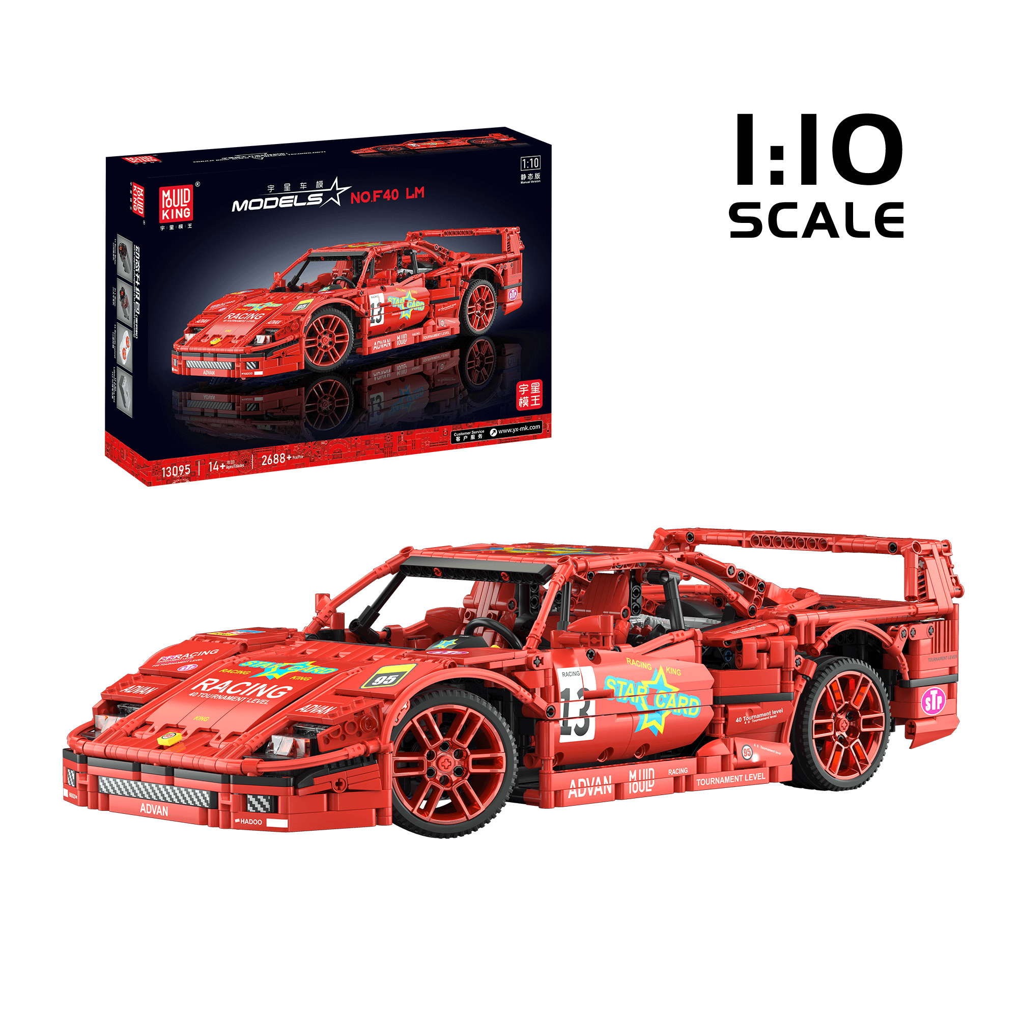 Mould King 13095 F40 Limited Edition Remote Control Race Car Building Kit - 2,688 PCS DIY Model for Adults & Teens | Perfect for Collectors, Racing Enthusiasts & STEM Education