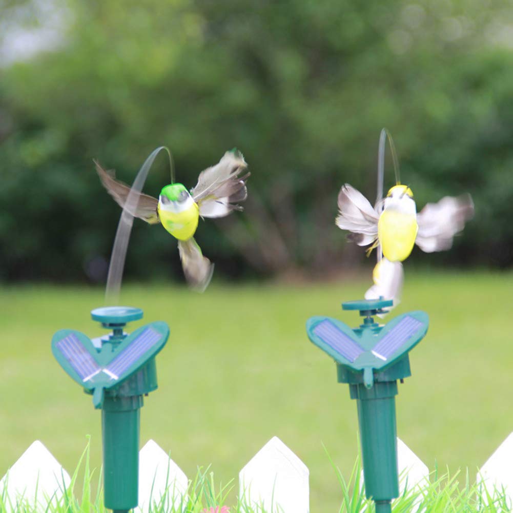 Solar Powered LED Hummingbird Garden Decor - Flying Feather Wing Solar Bird Ornament for Yard & Patio | Outdoor Solar Garden Decoration for Lawn, Flower Beds & Backyard
