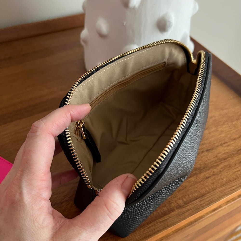 Premium Black Leather Makeup Case - Travel Cosmetic Organizer for Women | Perfect for Home Storage & On-the-Go Beauty Essentials
