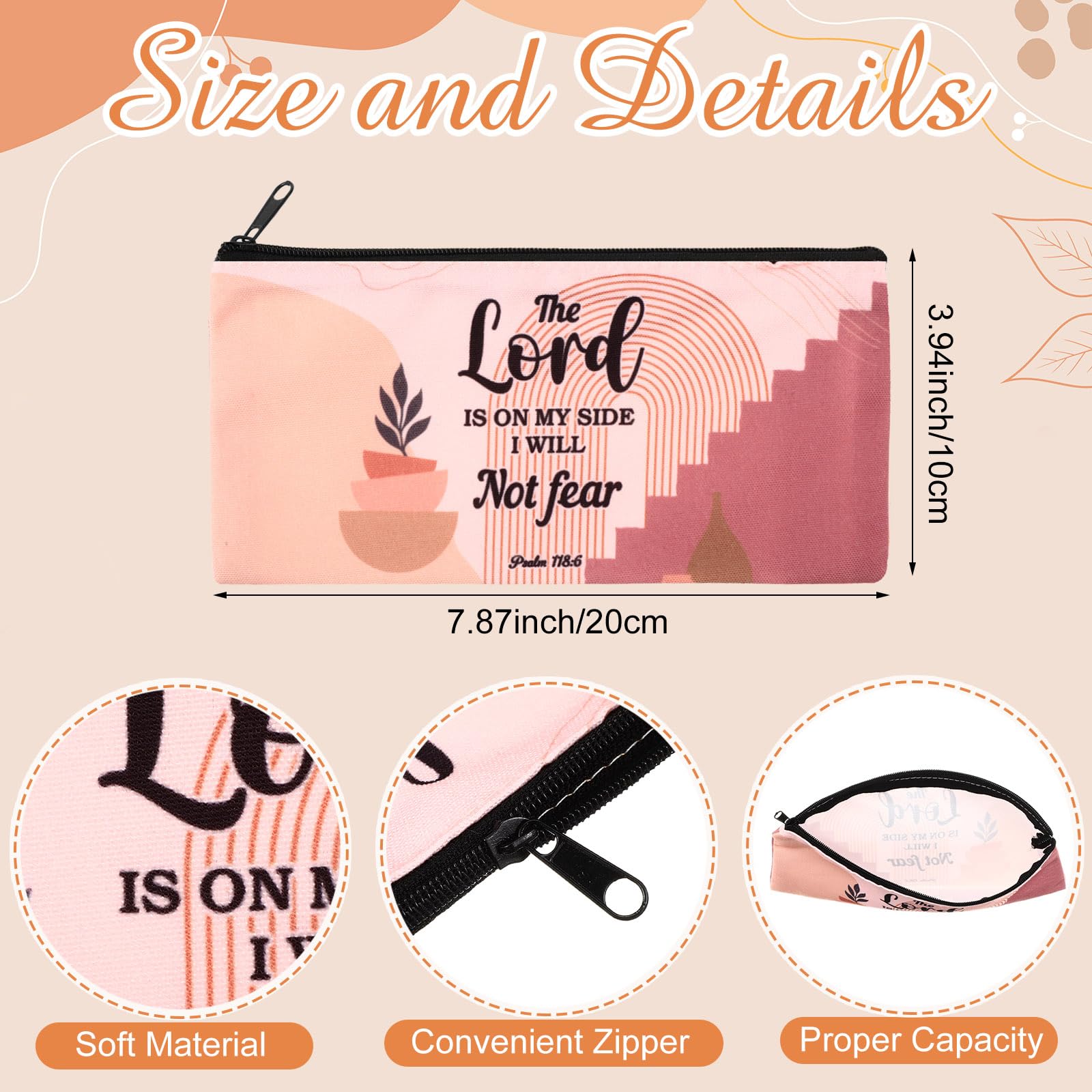 Talltalk 14-Piece Christian Cosmetic Bags Set for Women - Inspirational Bible Verse Makeup Pouches, Motivational Religious Gifts, Travel & School Pencil Cases - Perfect for Graduation, Birthday Party Favors & Church Events (Boho Style)