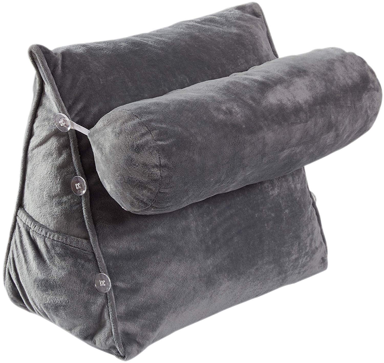 **Cheer Collection Wedge Back Support Pillow with Adjustable Neck Pillow - Orthopedic Comfort for Reading, Gaming & Watching TV - Perfect for Bed, Sofa & Office (Gray)**