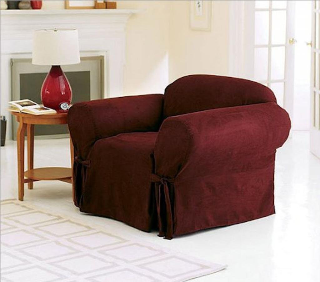 Soft Micro Suede Chair Slipcover - Burgundy for Home & Office Decor