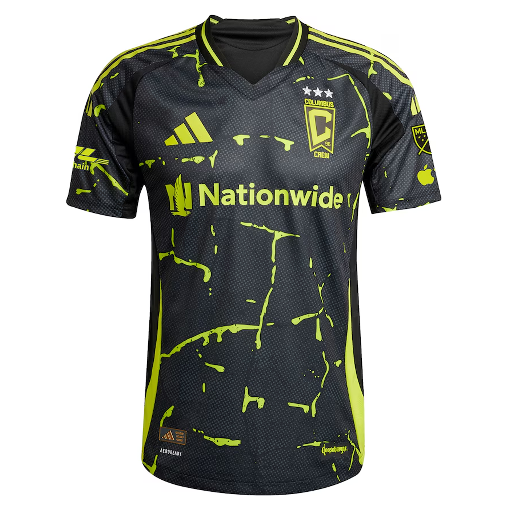 Adidas Ibrahim Aliyu Columbus Crew Authentic Away Jersey 25/26 - Black/Yellow with MLS Patches | Official Soccer Jersey for Fans & Players | Perfect for Matchdays, Training & Gameday Outfits